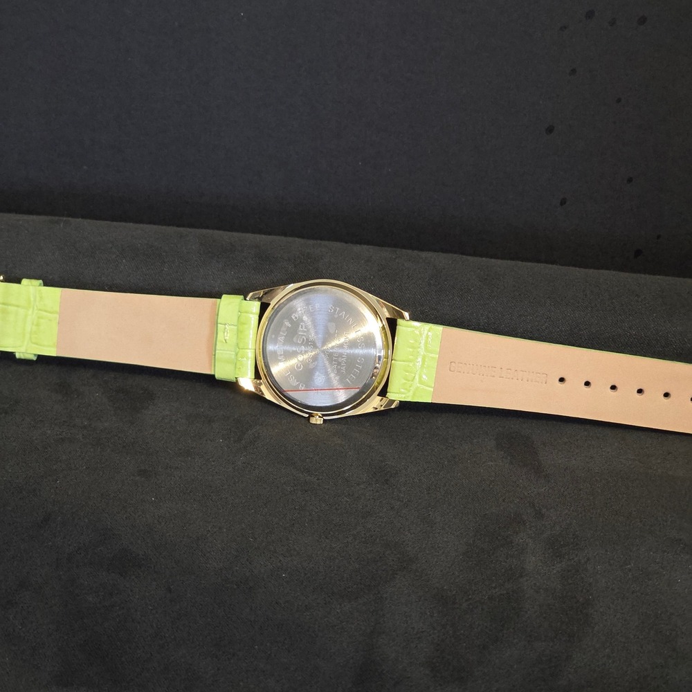 Gossip Watch Women OS Lime Green Croc Embossed Leather Gold Tone GSP513C - Picture 3 of 7
